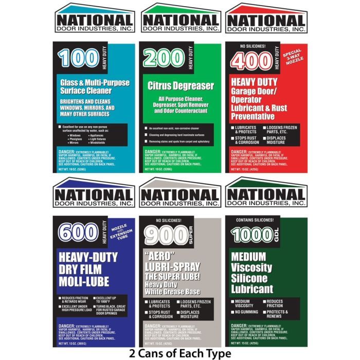 National Lube Sampler 100/200/400/900/600/1000 Large Cans (2 Cans Each) (12 Total)